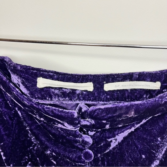 Urban outfitters velvet. Purple micro mini skirt with buttons. Small - Picture 3 of 7